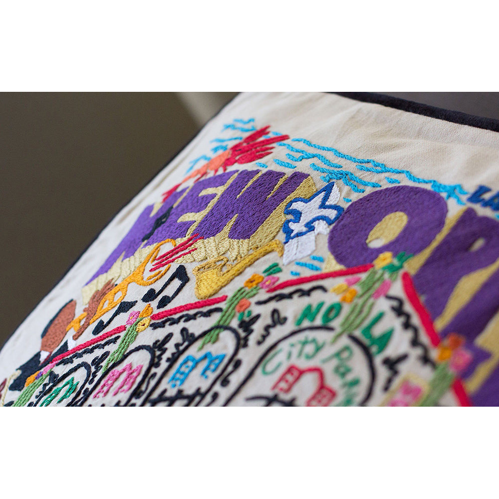 New Orleans Hand-Embroidered Pillow from Quirks!