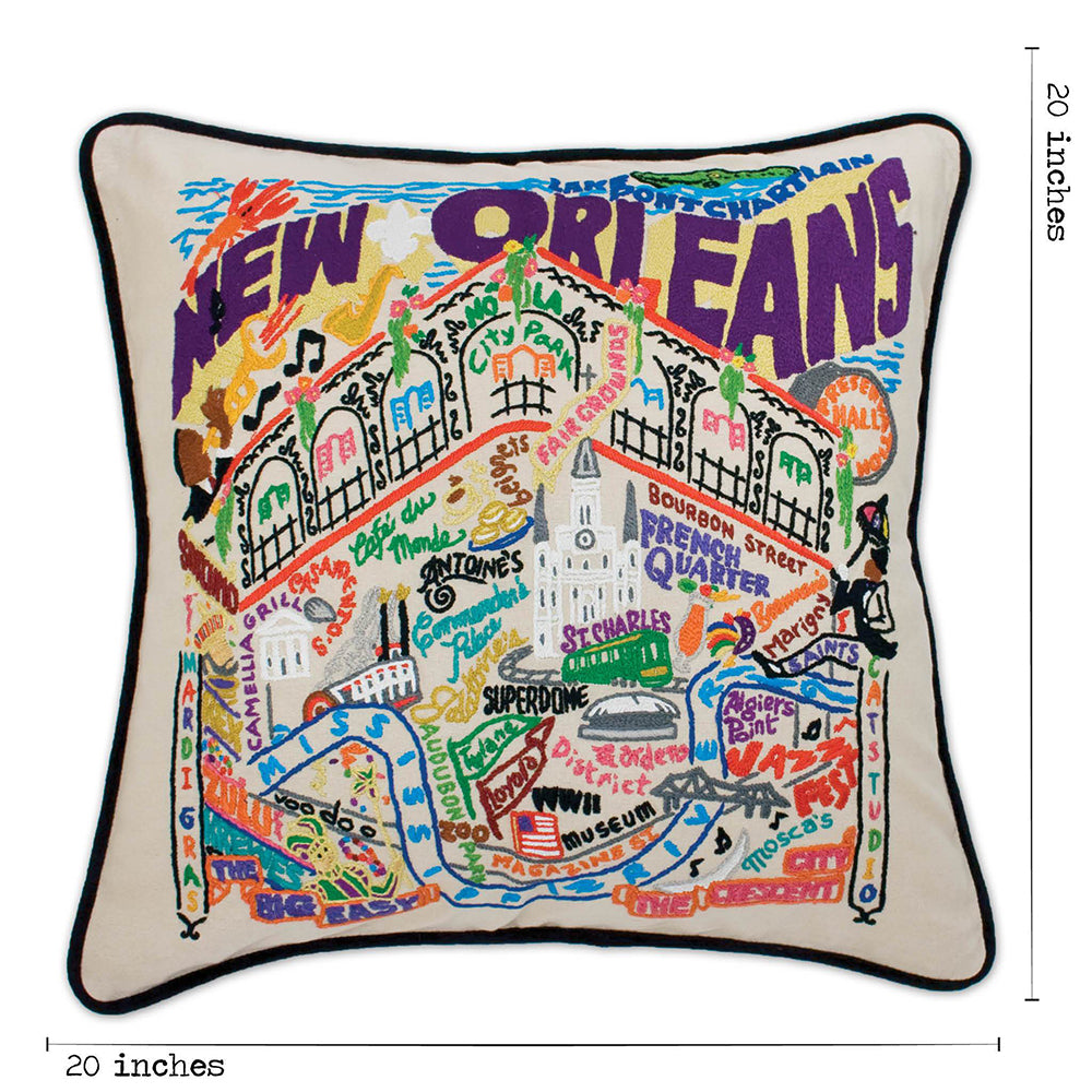 New Orleans Hand-Embroidered Pillow from Quirks!