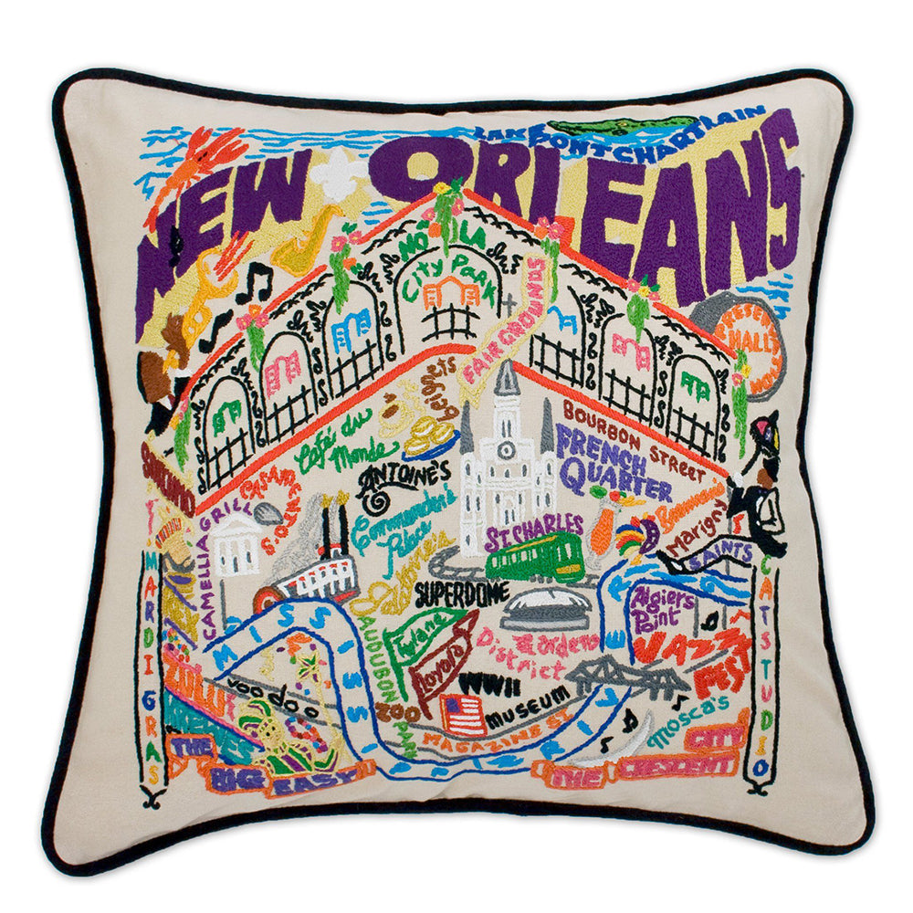 New Orleans Hand-Embroidered Pillow from Quirks!