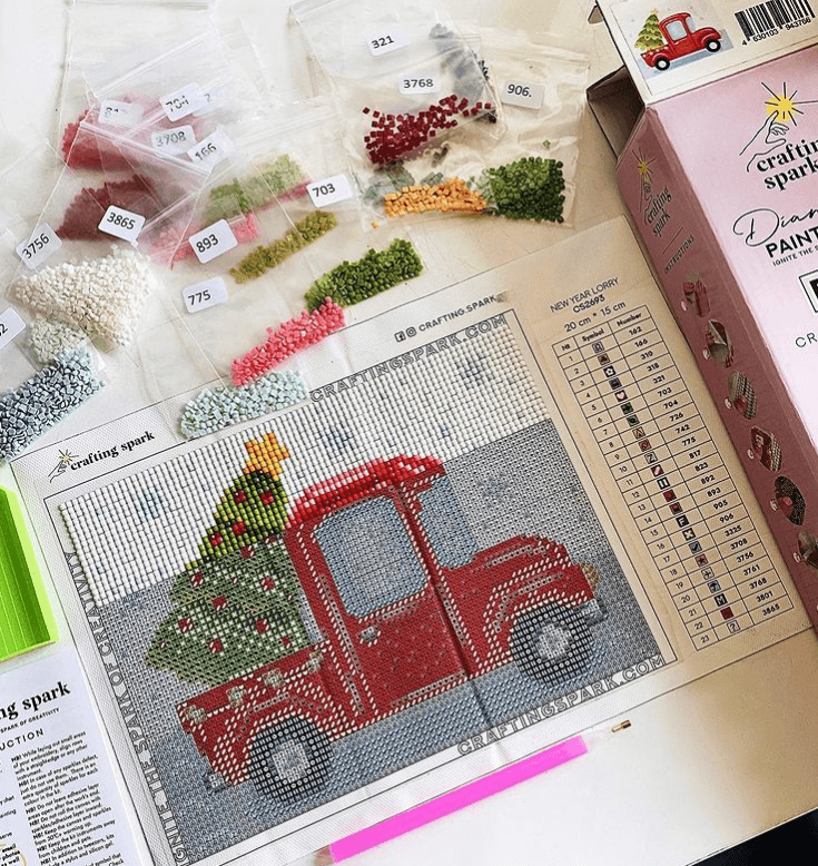 New Year Lorry CS2693 7.9 x 5.9 inches Crafting Spark Diamond Painting Kit from Wizardi