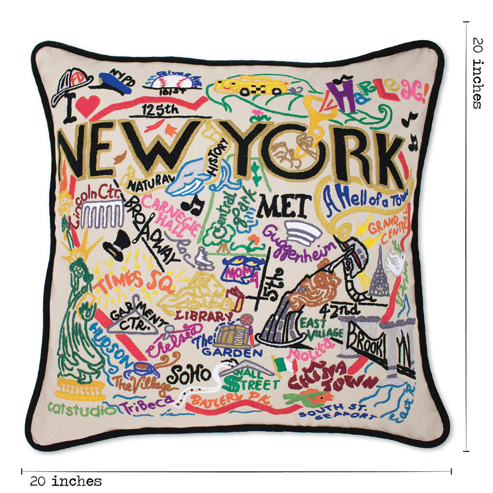 New York City Hand-Embroidered Pillow from Quirks!