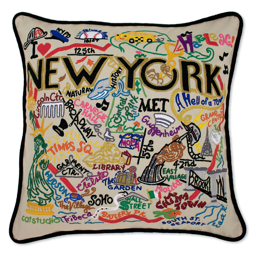 New York City Hand-Embroidered Pillow from Quirks!