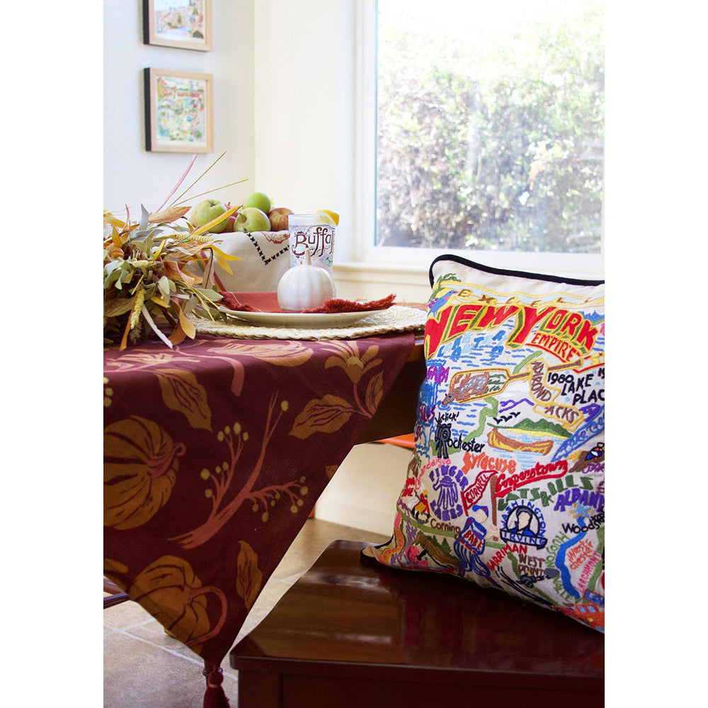 New York State Hand-Embroidered Pillow from Quirks!