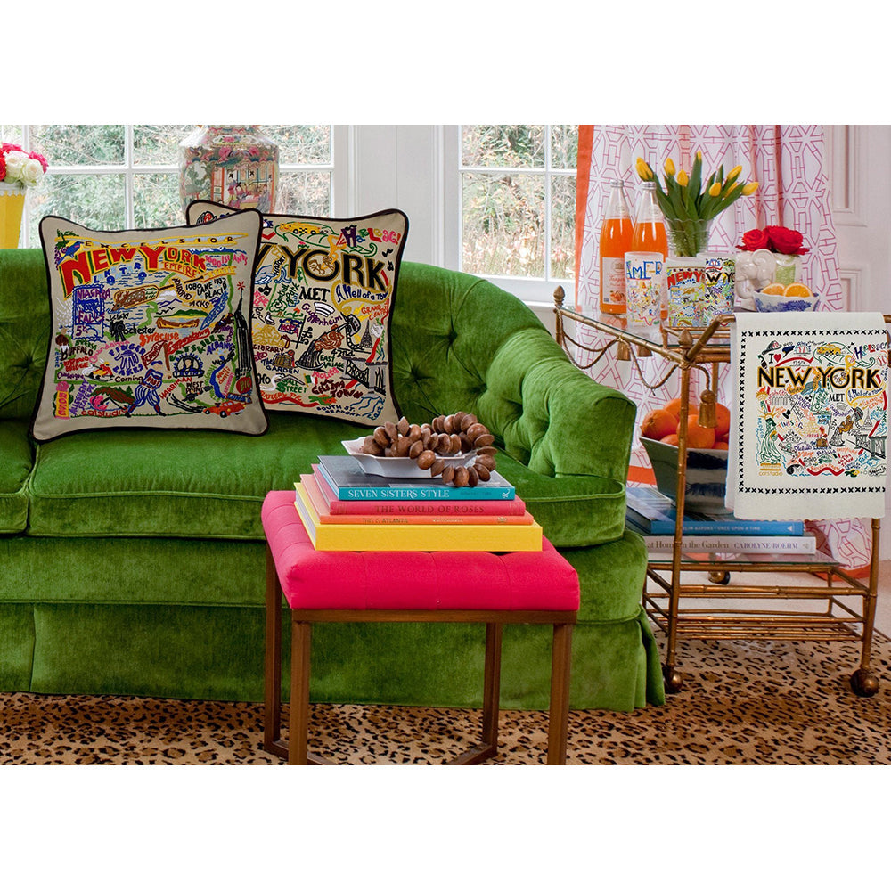 New York State Hand-Embroidered Pillow from Quirks!