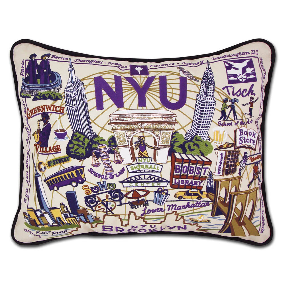 New York University (NYU) Collegiate Embroidered Pillow by CatStudio from Quirks!