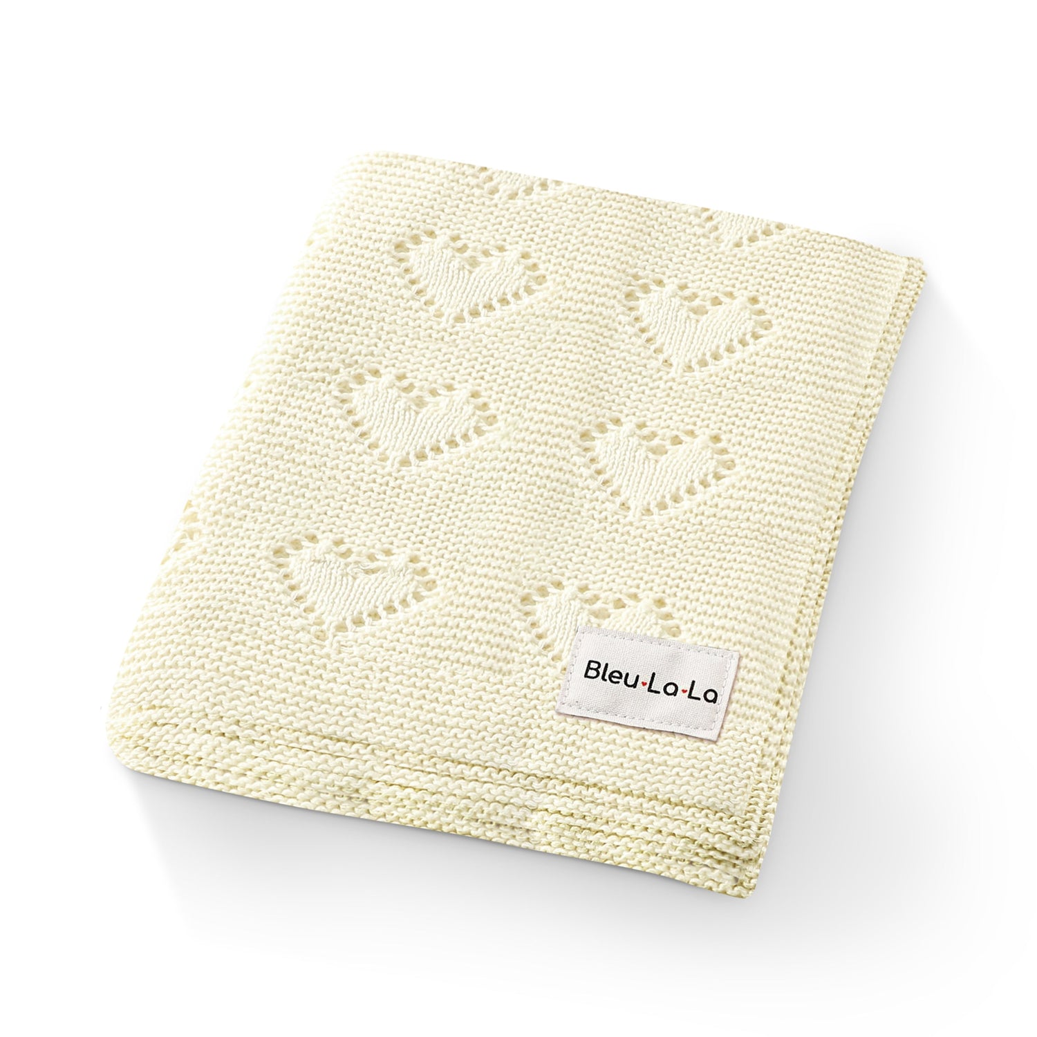 100% Cotton Luxury Knit Heart Swaddle Baby Blanket from Bleu La La
