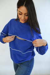 Relaxed Fit Invisible Zipper Breastfeeding Sweatshirt with Piping From Movemama