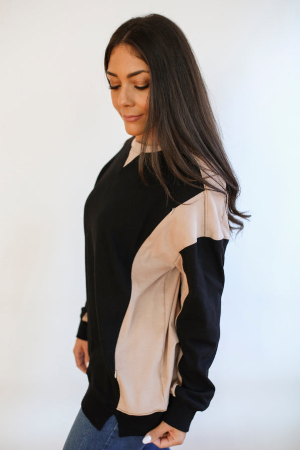 Colorblock Nursing Lightweight Sweatshirt From Movemama