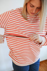 Relaxed Fit  Freestyle Stripe Breastfeeding Sweatshirt from Movemama