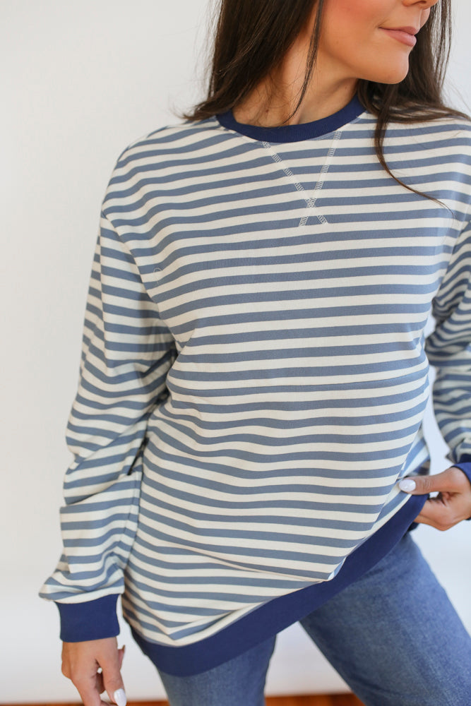 Relaxed Fit  Freestyle Stripe Breastfeeding Sweatshirt from Movemama