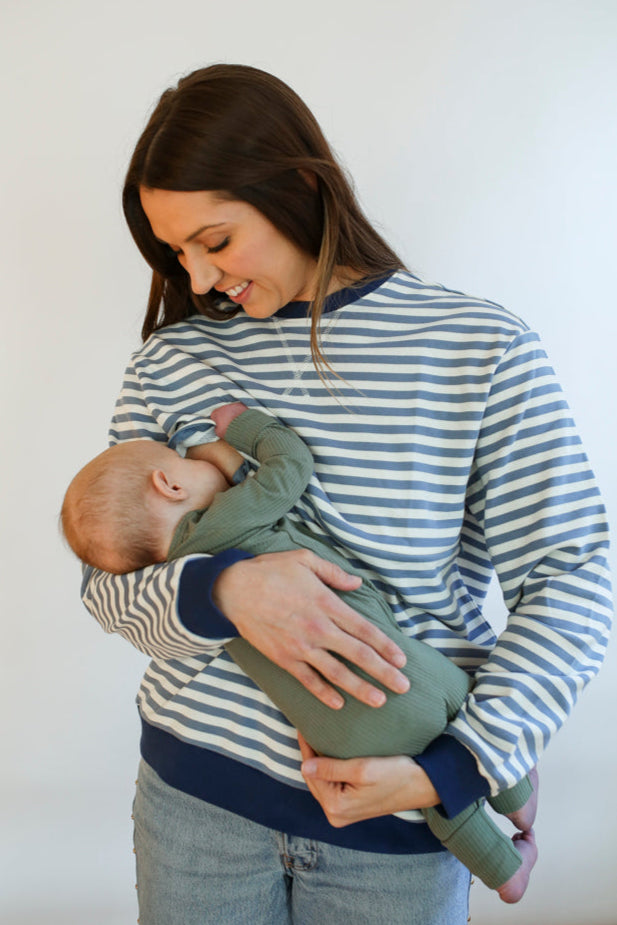 Relaxed Fit  Freestyle Stripe Breastfeeding Sweatshirt from Movemama