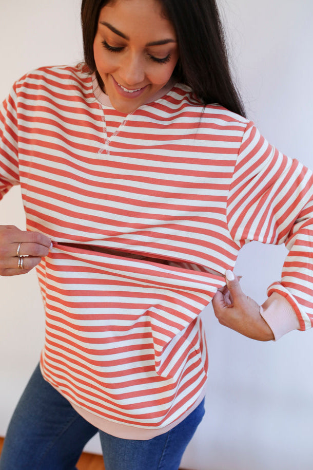 Relaxed Fit  Freestyle Stripe Breastfeeding Sweatshirt from Movemama