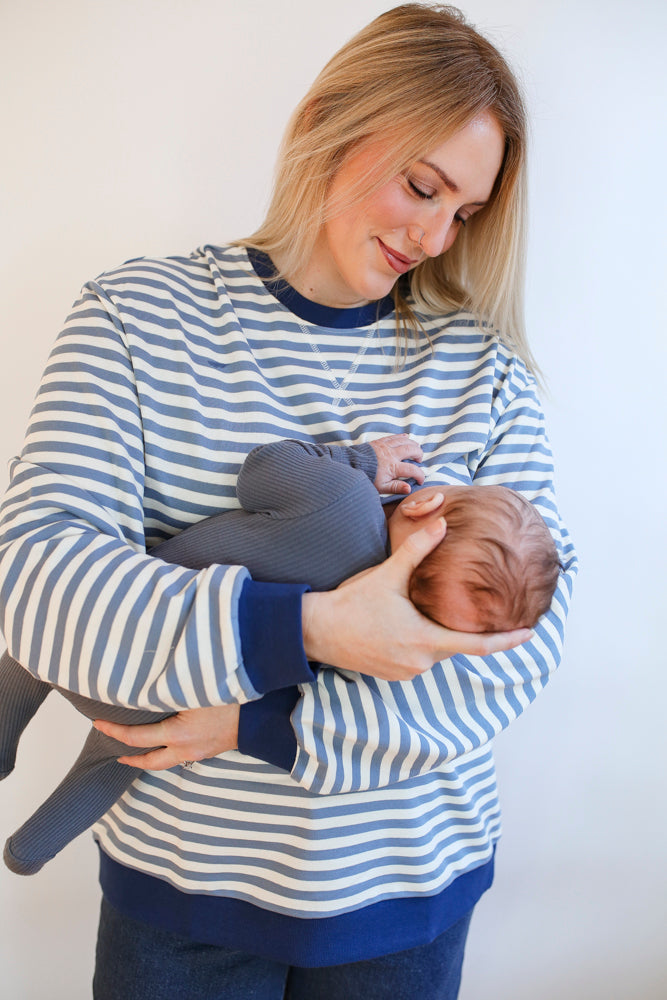 Relaxed Fit  Freestyle Stripe Breastfeeding Sweatshirt from Movemama