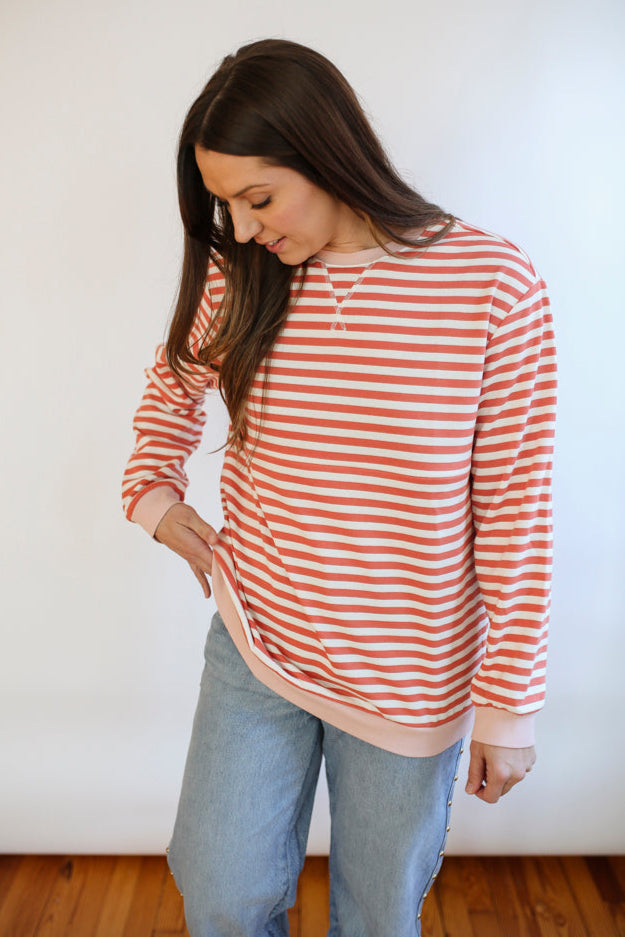 Relaxed Fit  Freestyle Stripe Breastfeeding Sweatshirt from Movemama