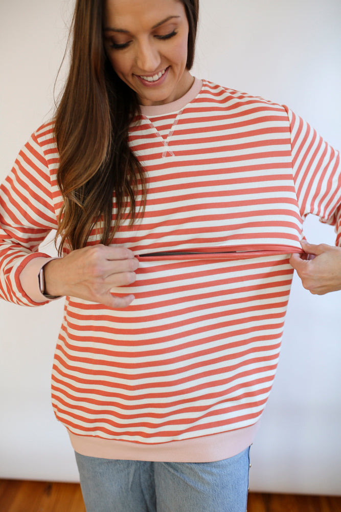 Relaxed Fit  Freestyle Stripe Breastfeeding Sweatshirt from Movemama