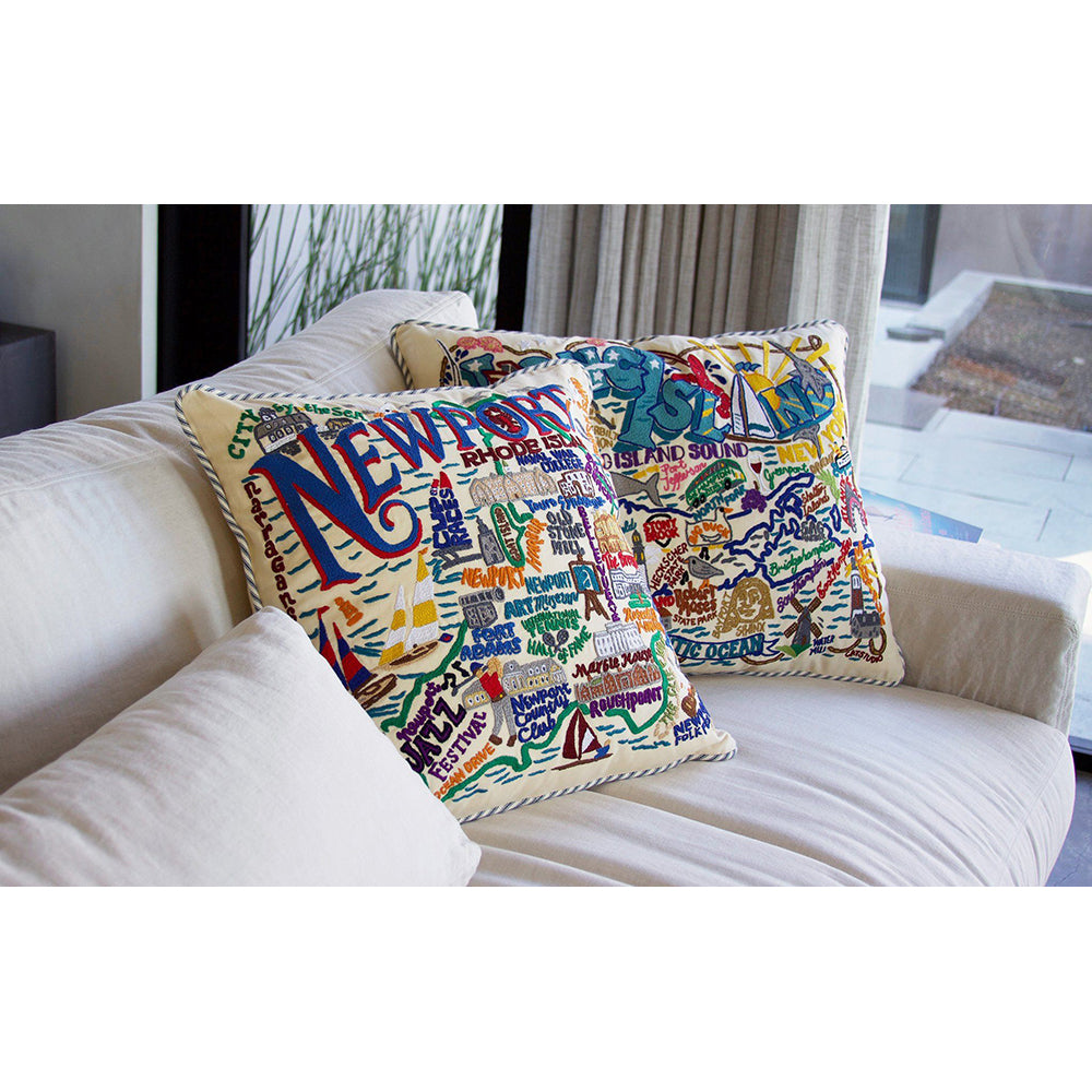 Newport Hand-Embroidered Pillow from Quirks!