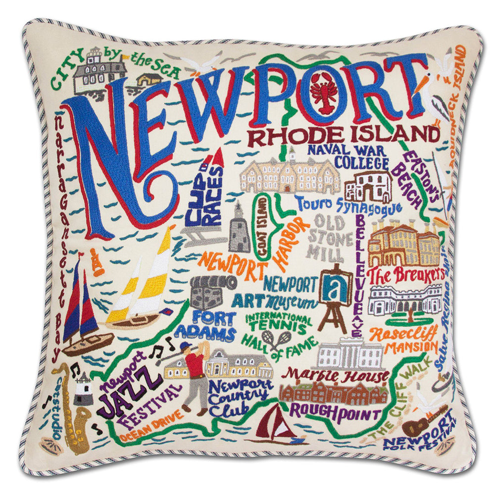 Newport Hand-Embroidered Pillow from Quirks!