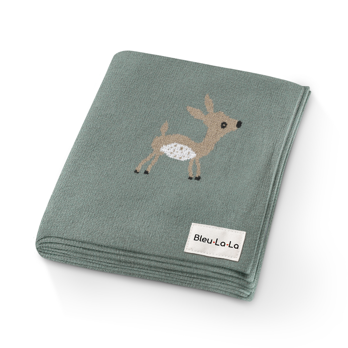 Luxury Cotton Deer Knit Swaddle Baby Blanket from Bleu La La