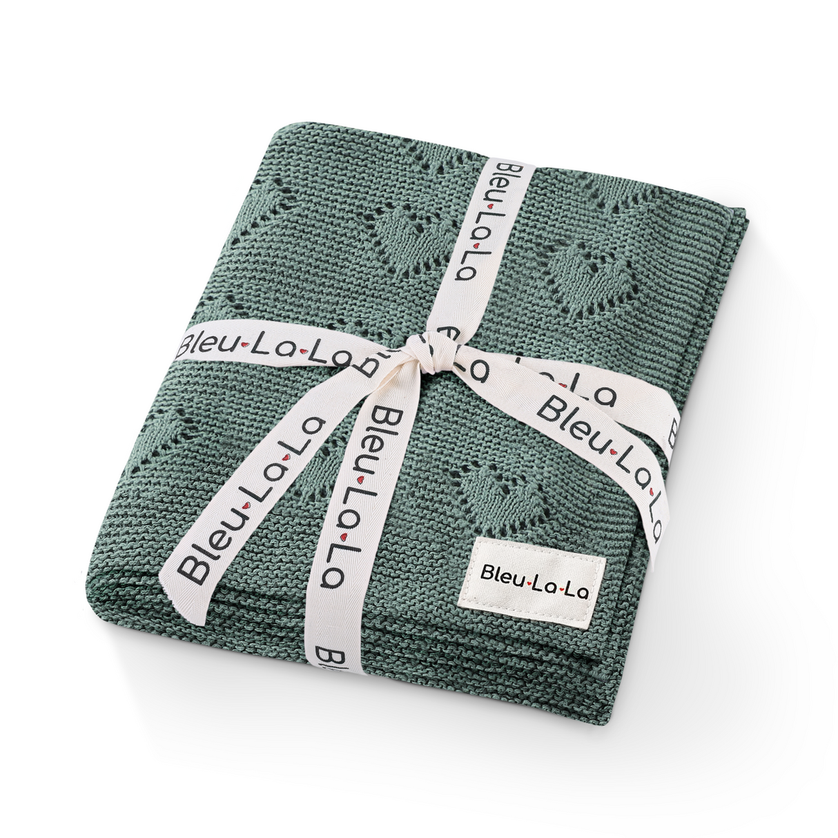 100% Cotton Luxury Knit Heart Swaddle Baby Blanket from Bleu La La