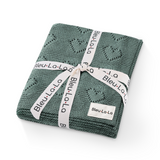 100% Cotton Luxury Knit Heart Swaddle Baby Blanket from Bleu La La