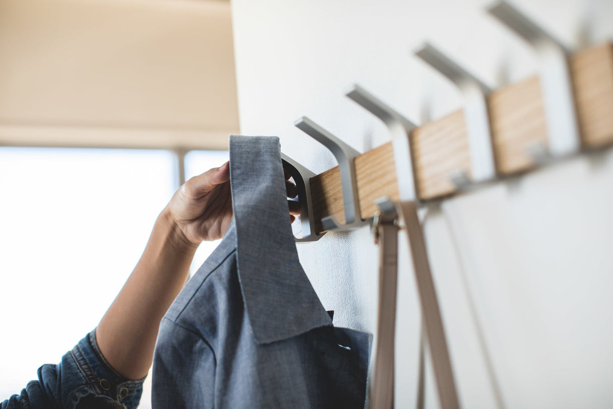 Wall-Mounted Coat Rack - Steel + Wood from Yamazaki Home