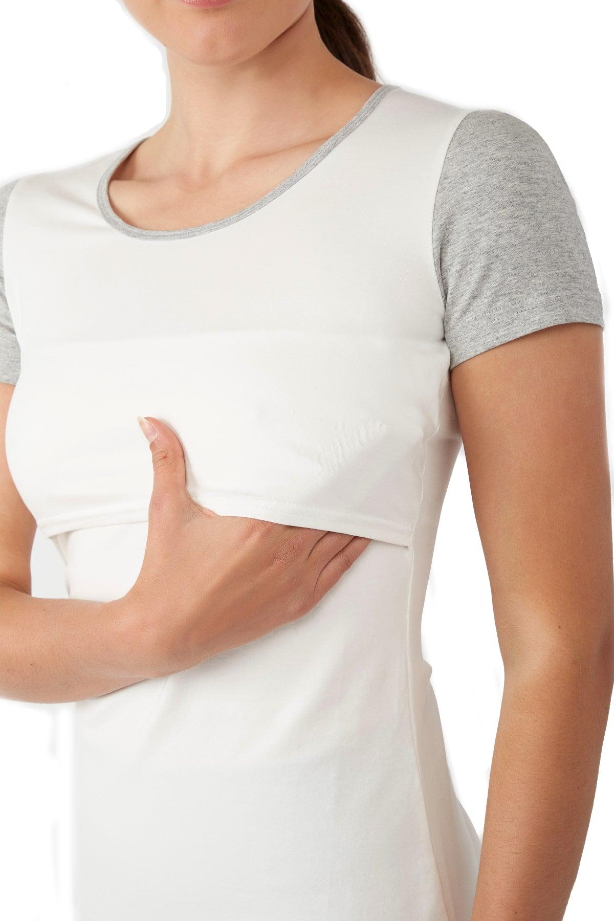 Nia Short Sleeves Round Neck Nursing Top from Moderneternity