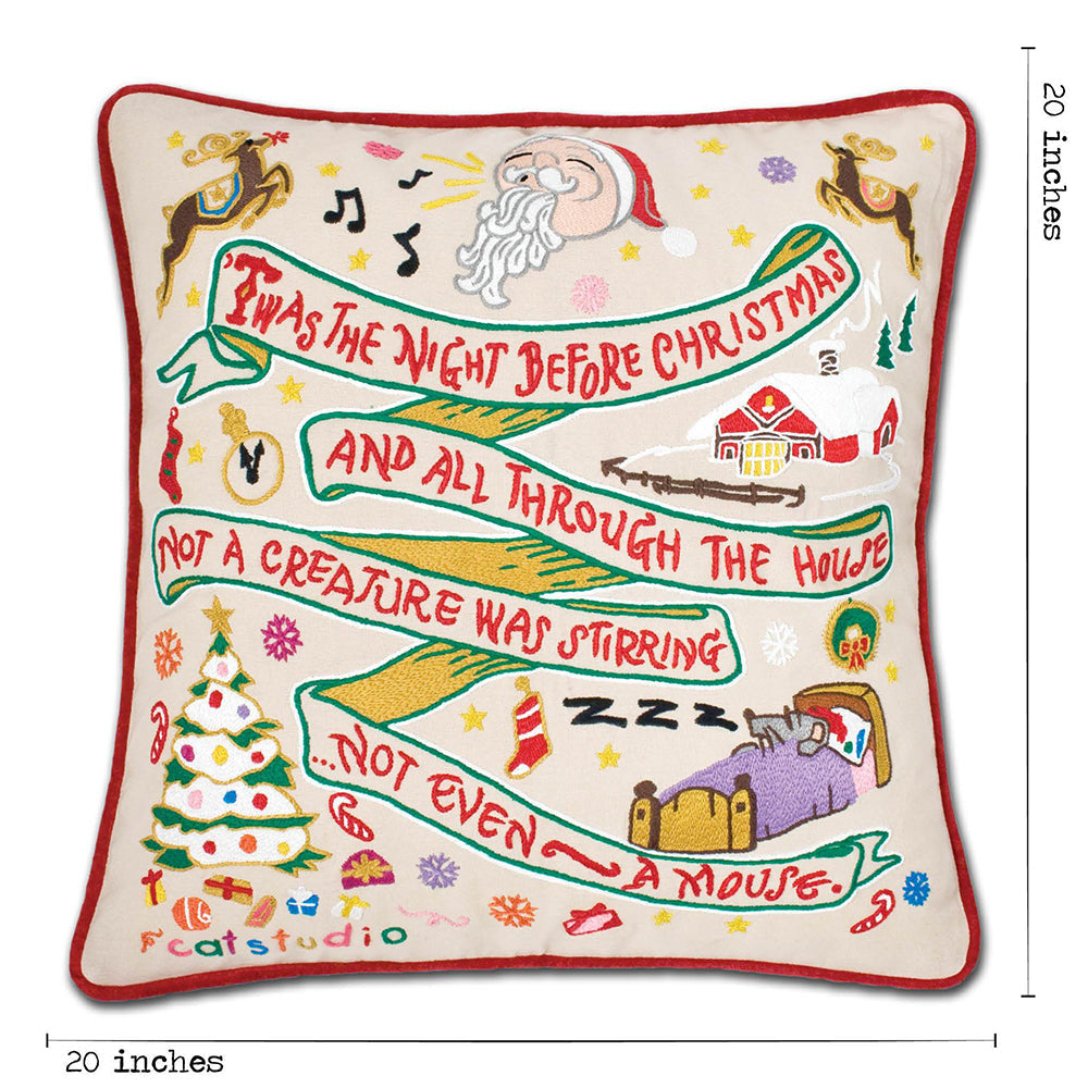 Night Before Christmas Hand-Embroidered Pillow from Quirks!
