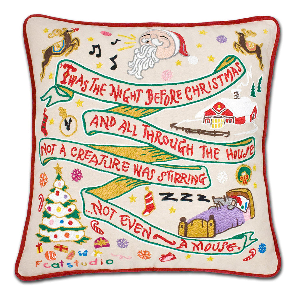 Night Before Christmas Hand-Embroidered Pillow from Quirks!