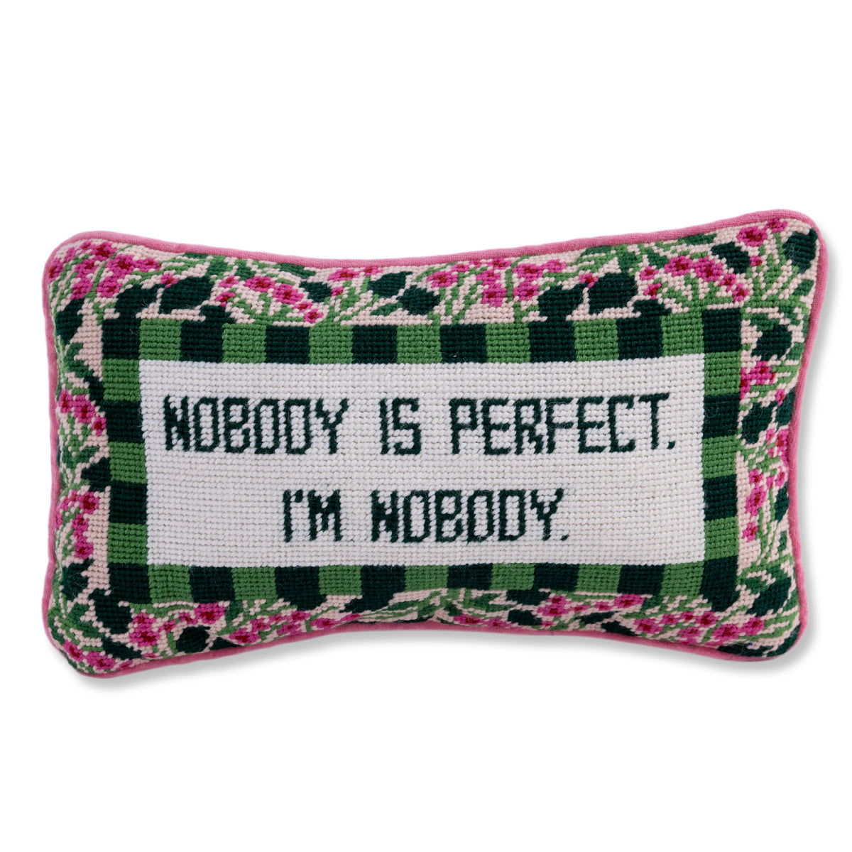 Nobody's Perfect Needlepoint Pillow from Furbish Studio