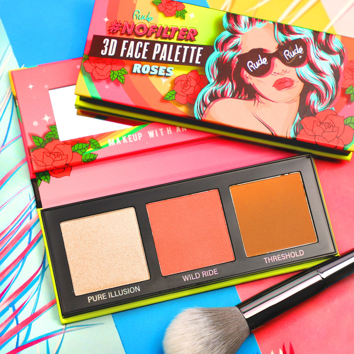 NoFilter 3D Face Palette - Roses from Rude Cosmetics