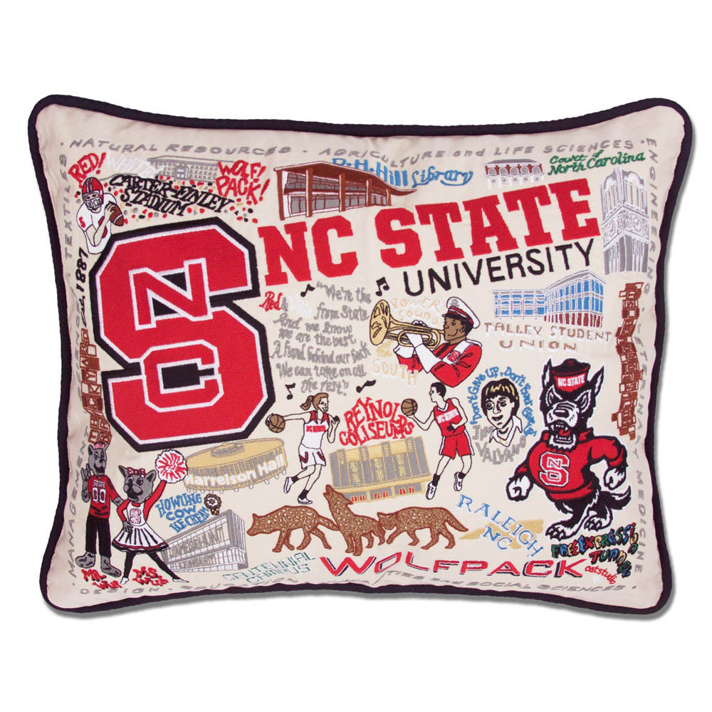 North Carolina State University Collegiate Embroidered Pillow by CatStudio from Quirks!
