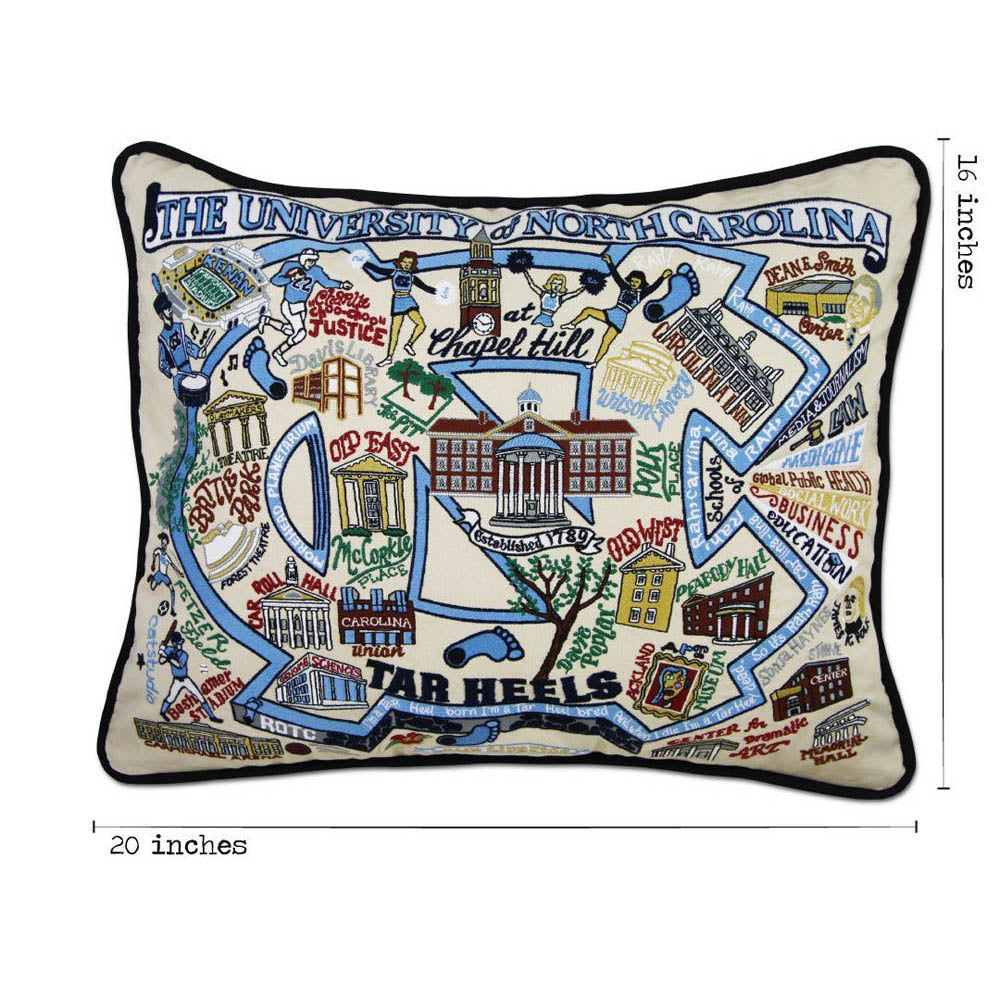 North Carolina, University of Collegiate Embroidered Pillow by CatStudio from Quirks!