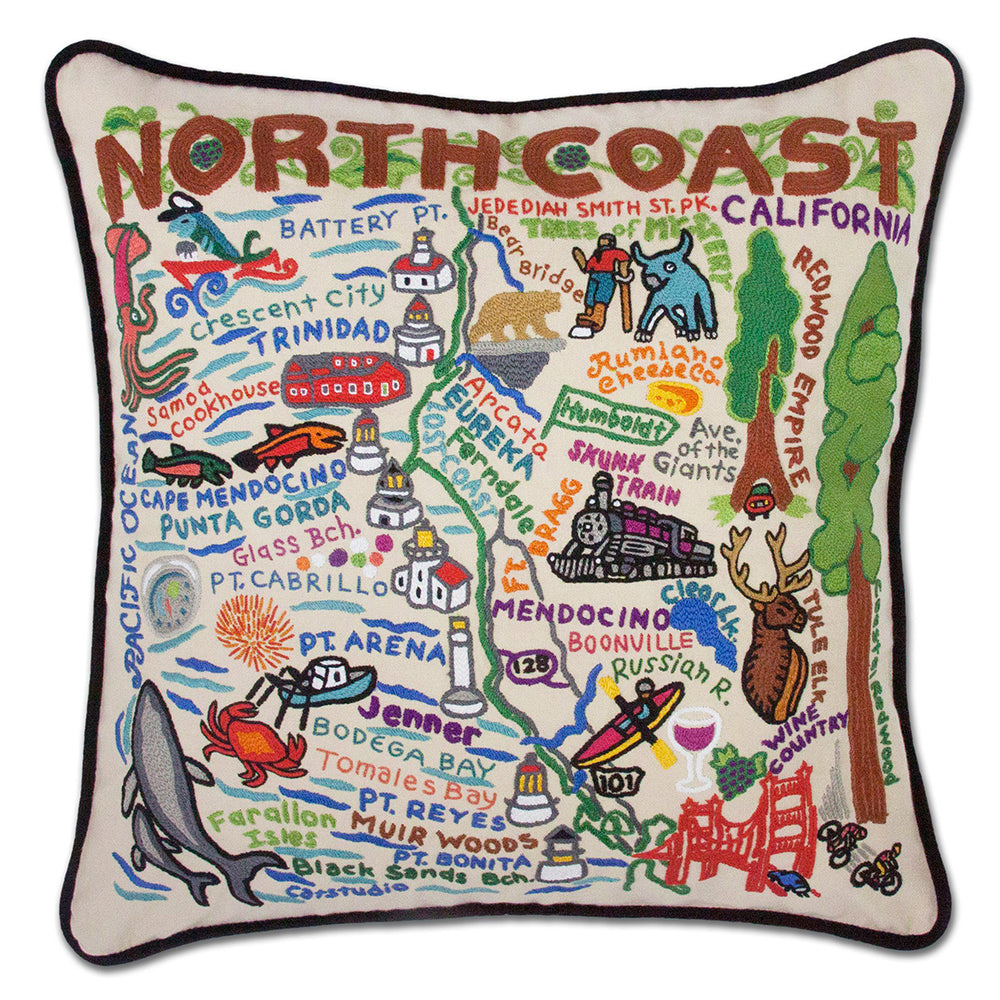 North Coast Hand-Embroidered Pillow from Quirks!
