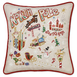 North Pole Christmas Hand-Embroidered Pillow from Quirks!