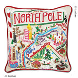 North Pole City Hand-Embroidered Pillow by Cat Studio from Quirks!