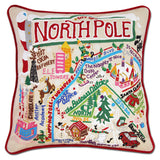 North Pole City Hand-Embroidered Pillow by Cat Studio from Quirks!