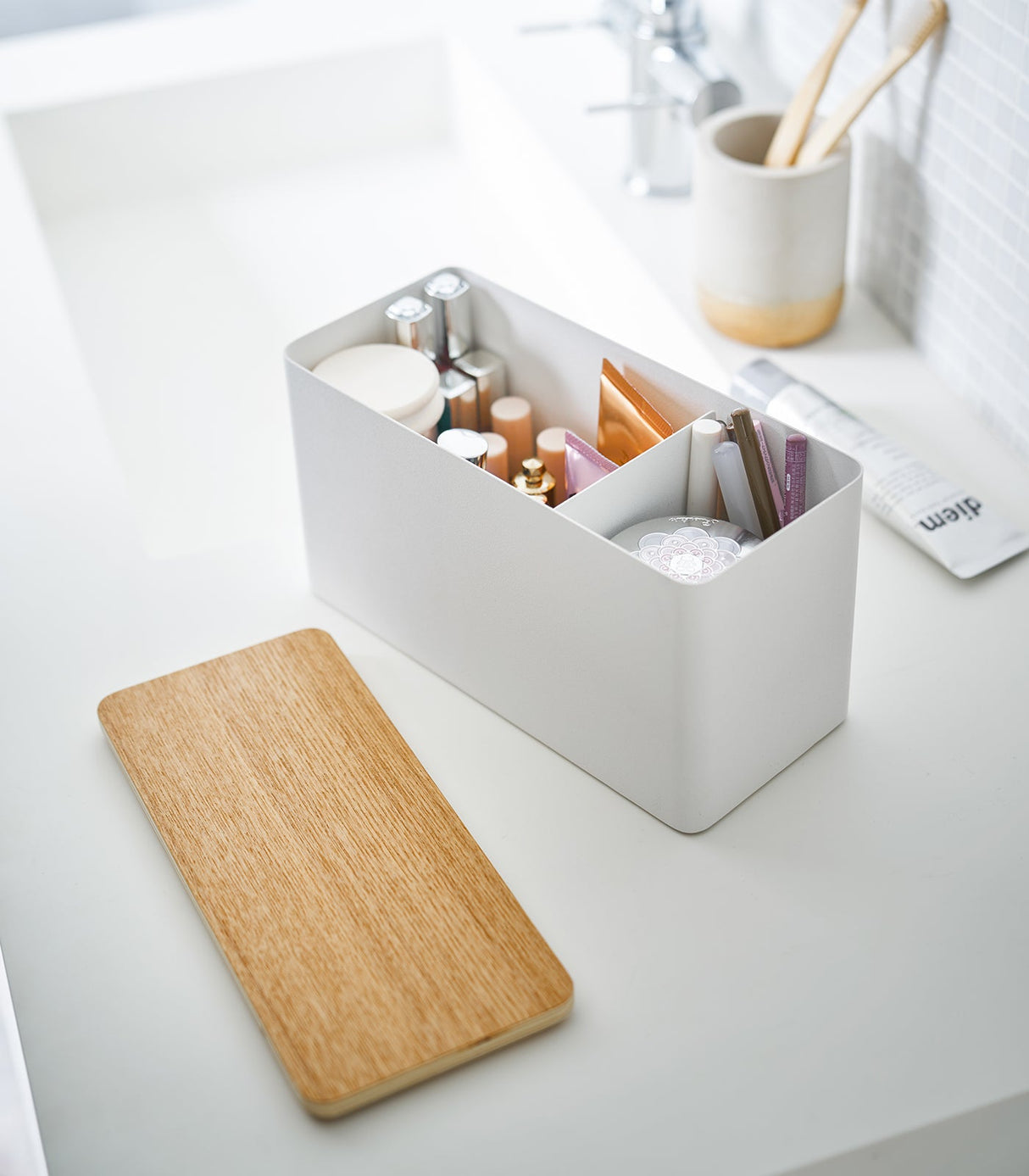 Countertop Organizer - Steel + Wood from Yamazaki Home