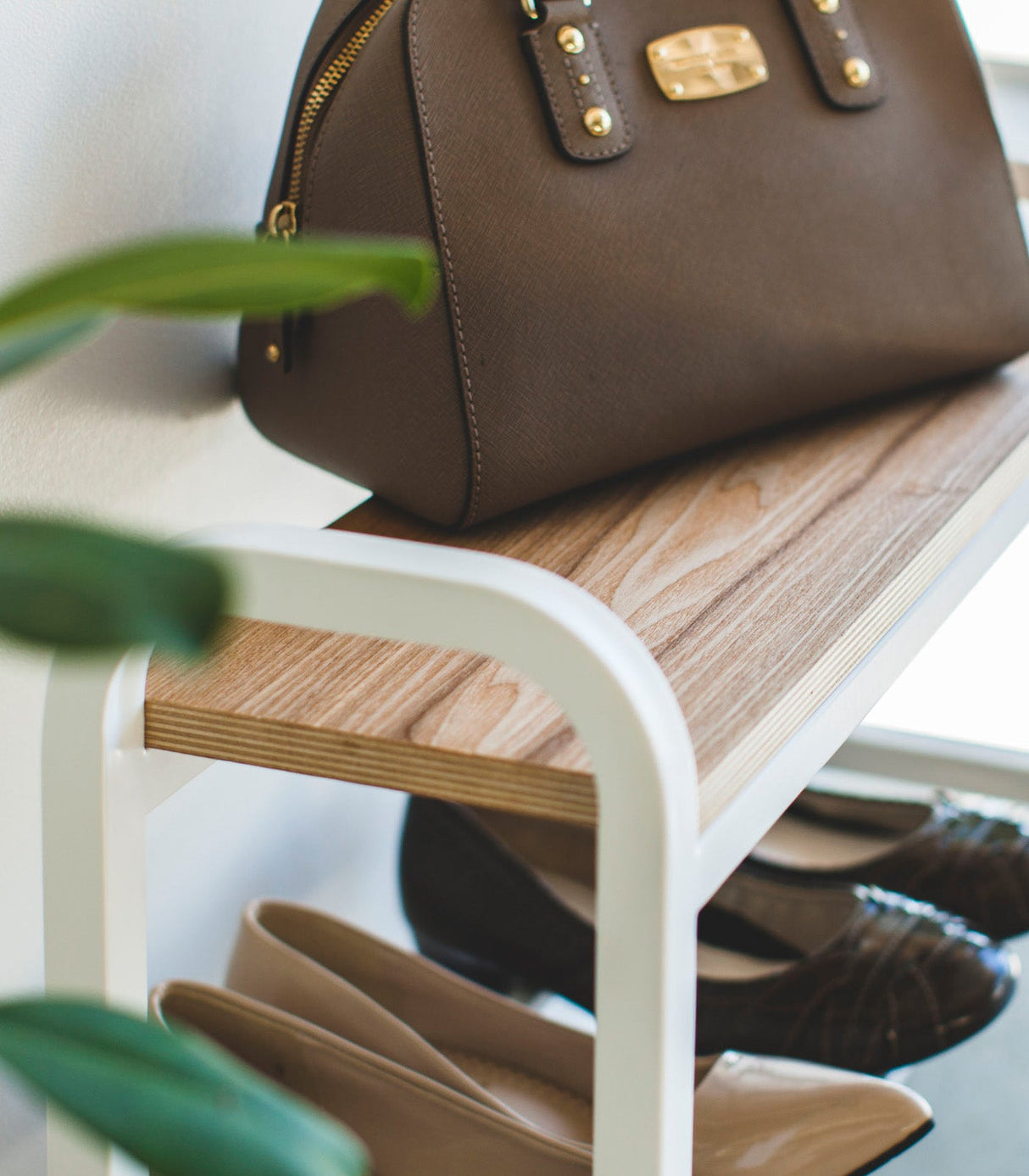 Shoe Organizer & Bench (18" H)  - Steel + Wood from Yamazaki Home