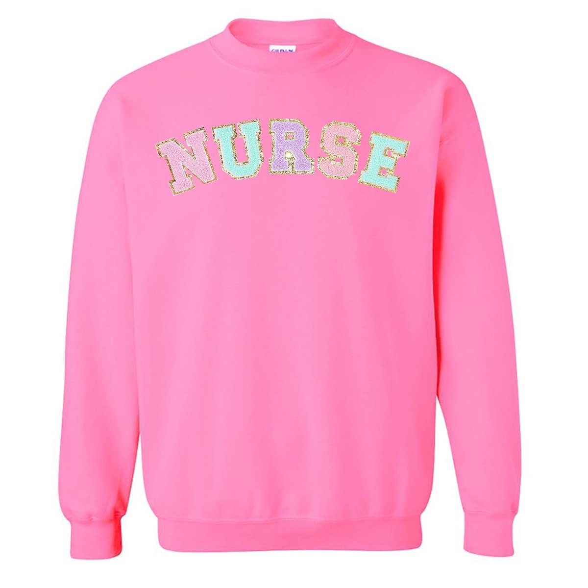 Nurse Colorful Letter Patch Crewneck Sweatshirt from United Monograms