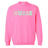 Nurse Colorful Letter Patch Crewneck Sweatshirt from United Monograms