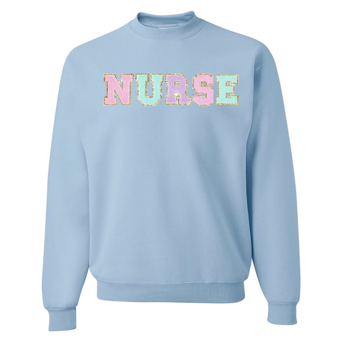 Nurse Colorful Letter Patch Crewneck Sweatshirt from United Monograms