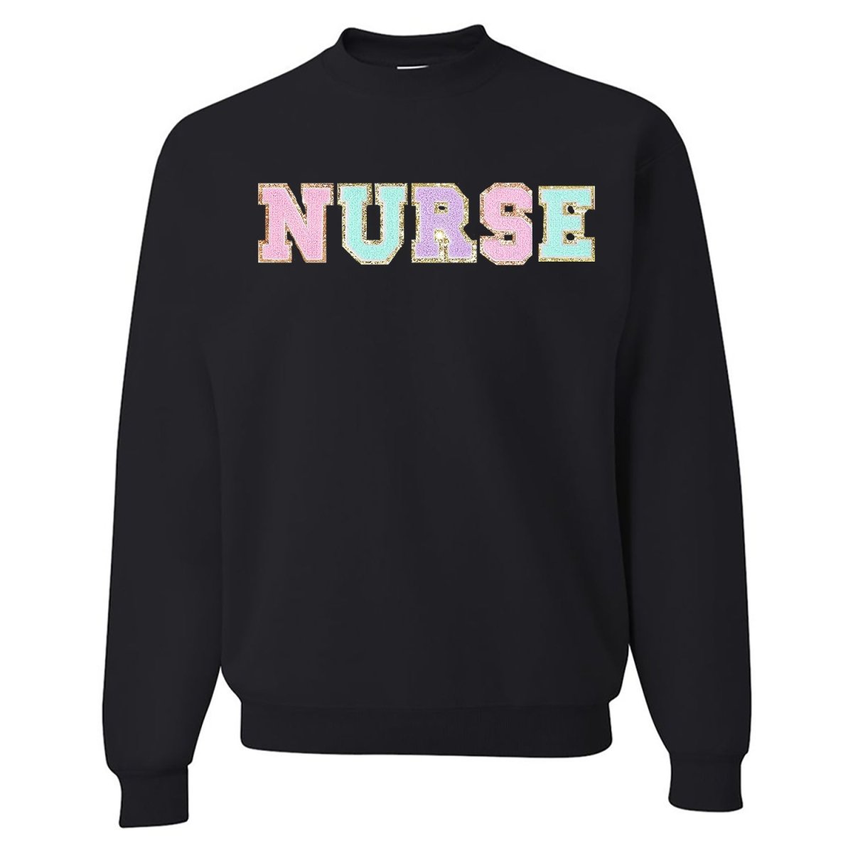 Nurse Colorful Letter Patch Crewneck Sweatshirt from United Monograms