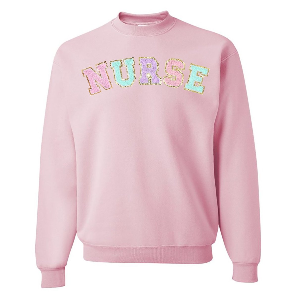 Nurse Colorful Letter Patch Crewneck Sweatshirt from United Monograms