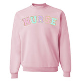 Nurse Colorful Letter Patch Crewneck Sweatshirt from United Monograms