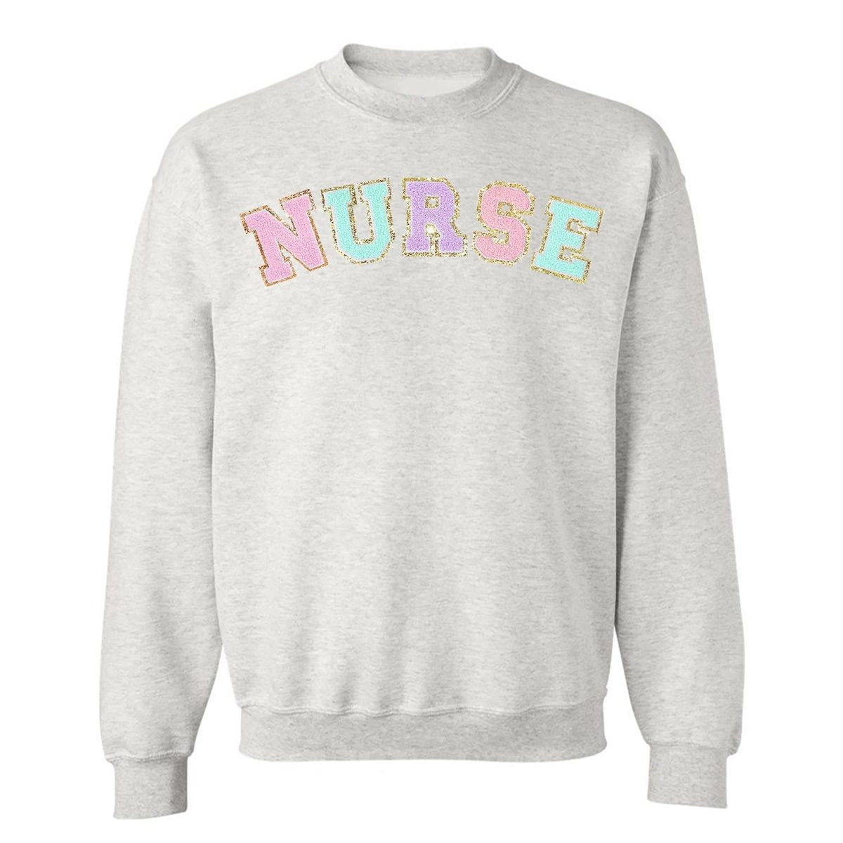Nurse Colorful Letter Patch Crewneck Sweatshirt from United Monograms