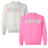 Nurse Colorful Letter Patch Crewneck Sweatshirt from United Monograms