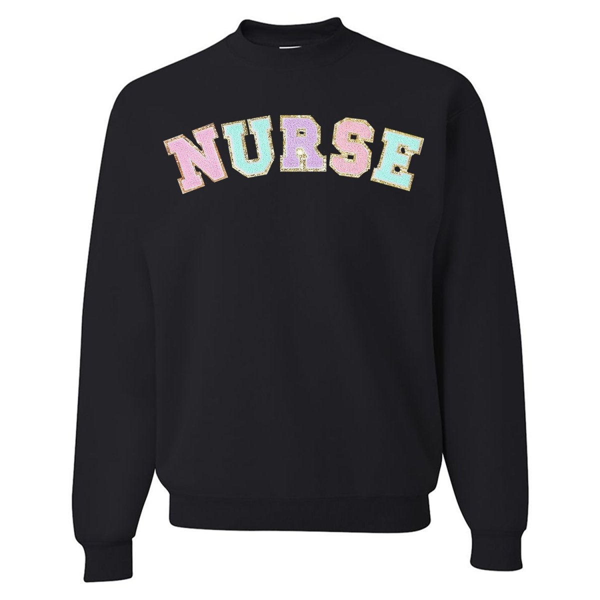 Nurse Colorful Letter Patch Crewneck Sweatshirt from United Monograms