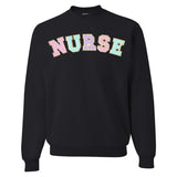 Nurse Colorful Letter Patch Crewneck Sweatshirt from United Monograms