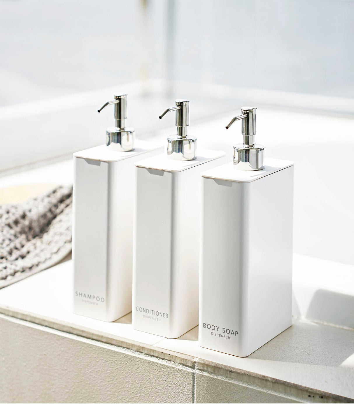 Rectangle Dispenser Bundle - Shampoo, Conditioner, and Body Soap from Yamazaki Home