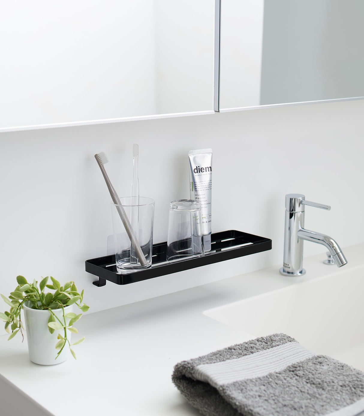 Traceless Adhesive Floating Tray - Steel from Yamazaki Home